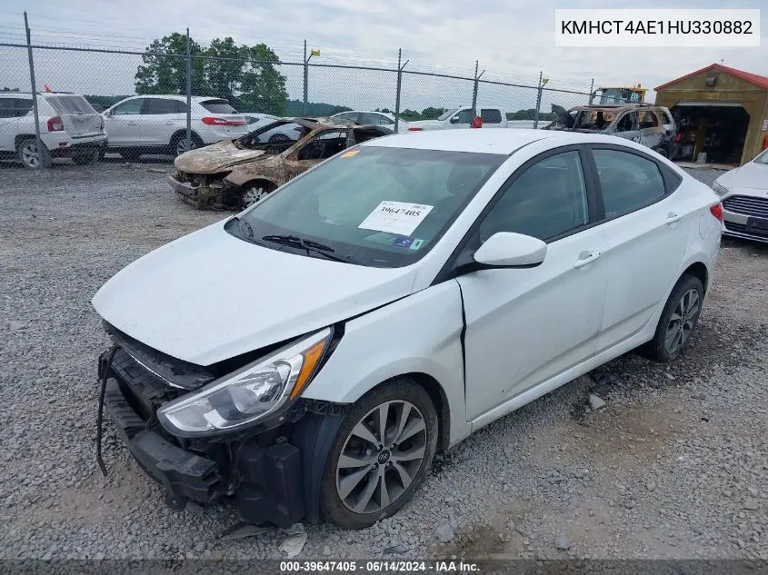 2017 Hyundai Accent Value Edition VIN: KMHCT4AE1HU330882 Lot: 39647405