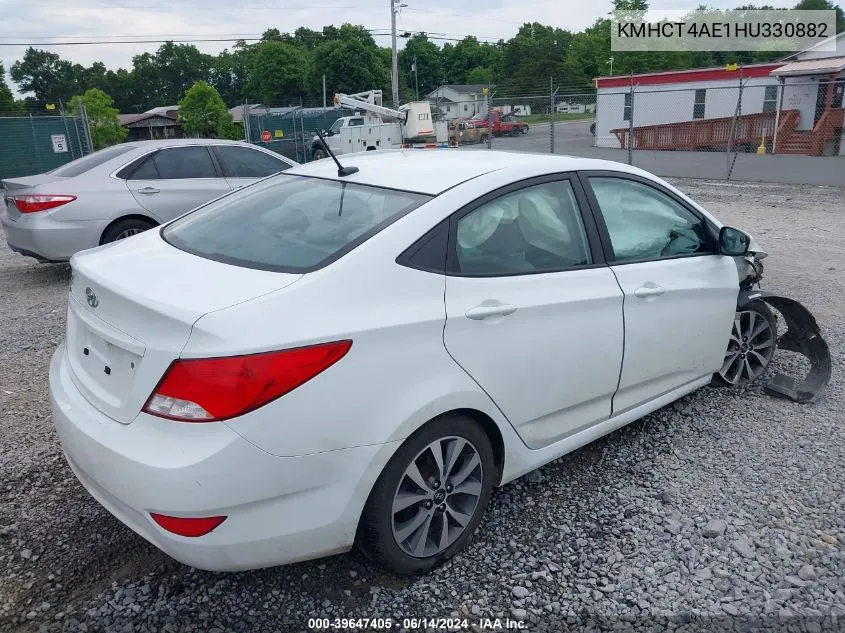 2017 Hyundai Accent Value Edition VIN: KMHCT4AE1HU330882 Lot: 39647405