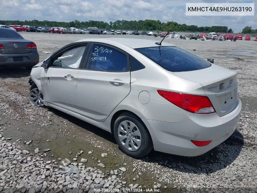 2017 Hyundai Accent Se VIN: KMHCT4AE9HU263190 Lot: 39820309