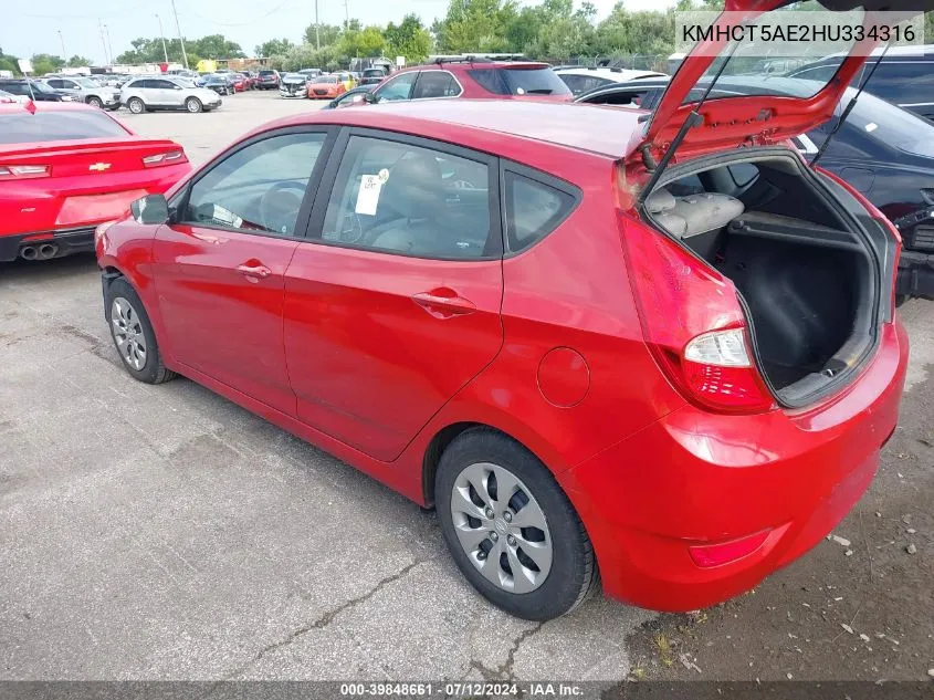 2017 Hyundai Accent Se VIN: KMHCT5AE2HU334316 Lot: 39848661