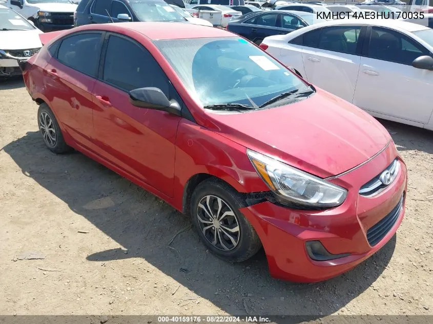 2017 Hyundai Accent Se VIN: KMHCT4AE3HU170035 Lot: 40159176