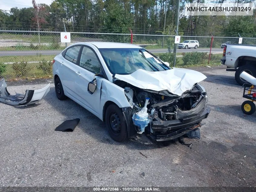 2017 Hyundai Accent Se VIN: KMHCT4AE3HU381249 Lot: 40472046