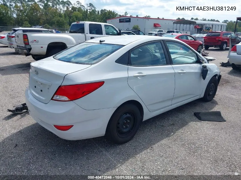 2017 Hyundai Accent Se VIN: KMHCT4AE3HU381249 Lot: 40472046