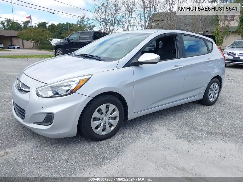 2017 Hyundai Accent Se VIN: KMHCT5AE6HU315641 Lot: 40507263