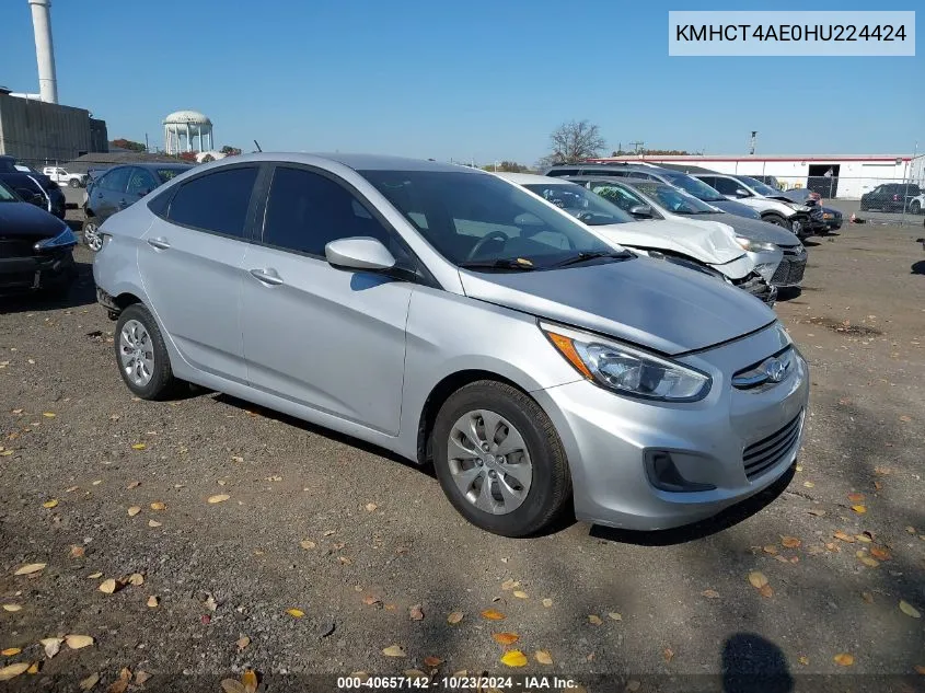 2017 Hyundai Accent Se VIN: KMHCT4AE0HU224424 Lot: 40657142