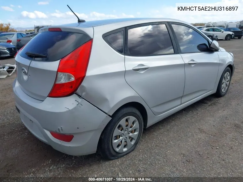 KMHCT5AE2HU316897 2017 Hyundai Accent Se