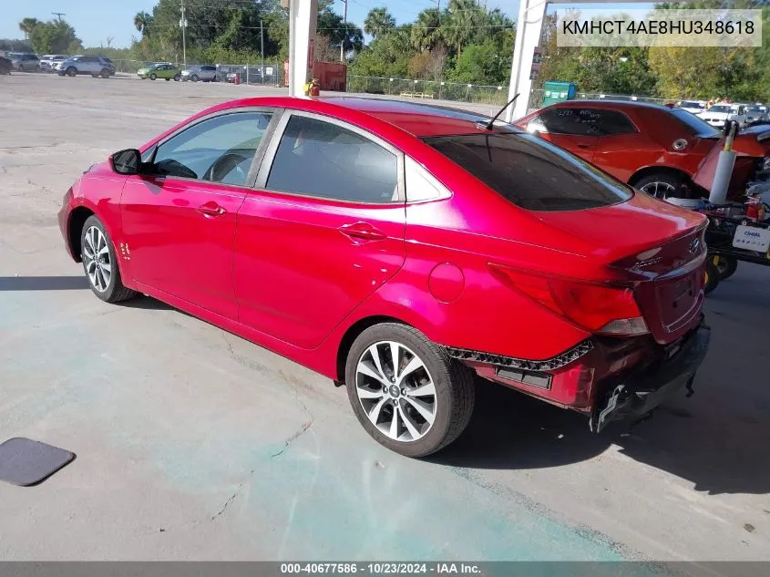 2017 Hyundai Accent Value Edition VIN: KMHCT4AE8HU348618 Lot: 40677586