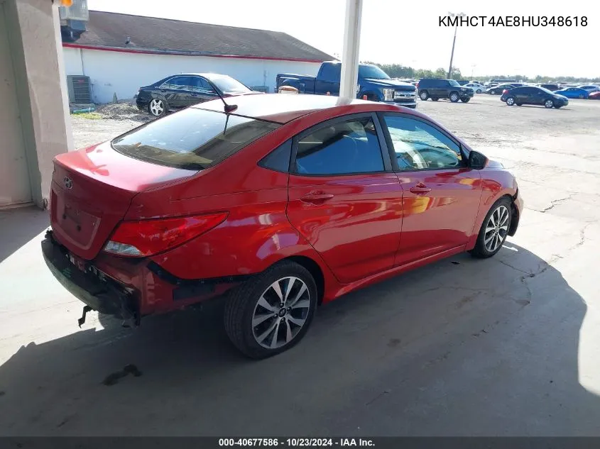 2017 Hyundai Accent Value Edition VIN: KMHCT4AE8HU348618 Lot: 40677586