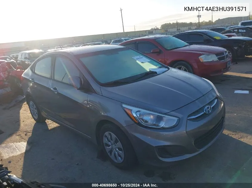 2017 Hyundai Accent Se VIN: KMHCT4AE3HU391571 Lot: 40698650