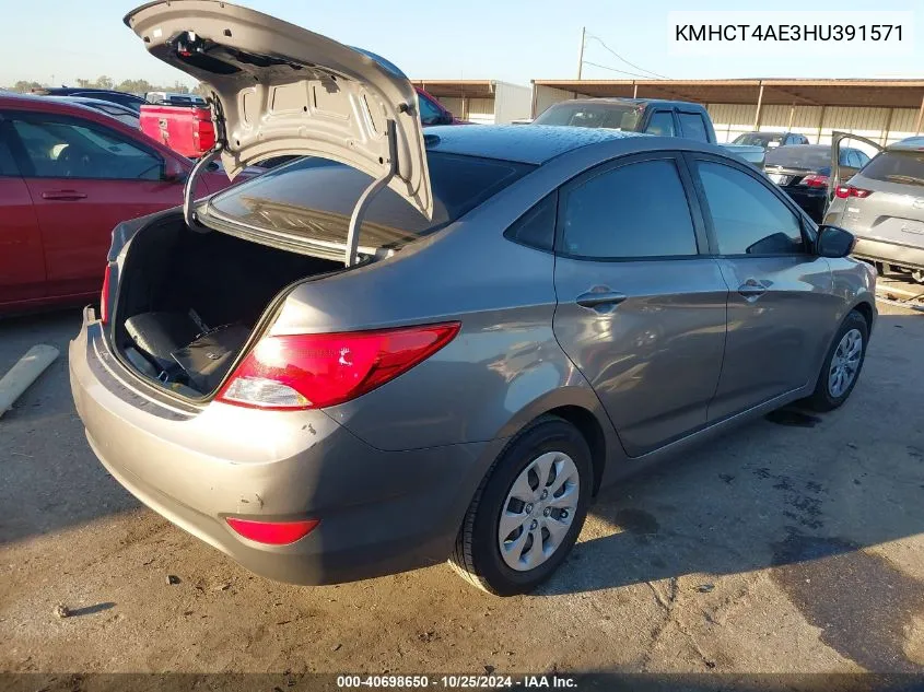 2017 Hyundai Accent Se VIN: KMHCT4AE3HU391571 Lot: 40698650