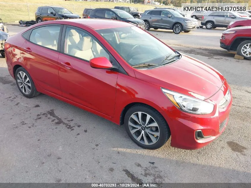 2017 Hyundai Accent Value Edition VIN: KMHCT4AE3HU370588 Lot: 40703293