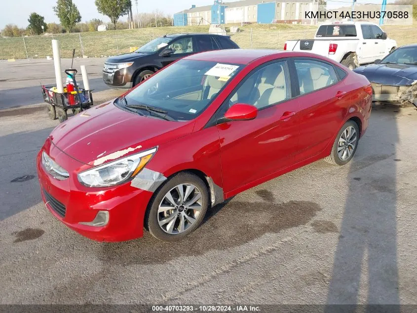 2017 Hyundai Accent Value Edition VIN: KMHCT4AE3HU370588 Lot: 40703293