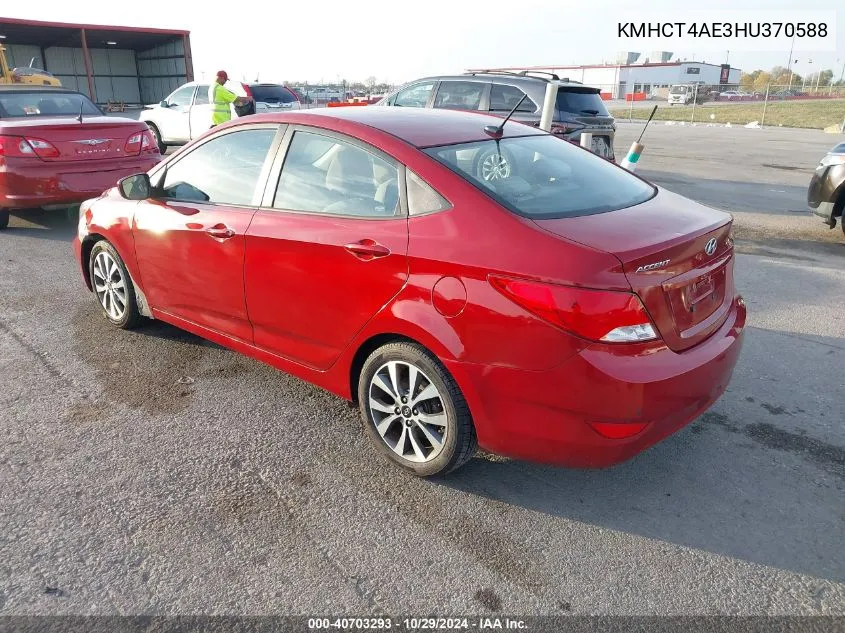 KMHCT4AE3HU370588 2017 Hyundai Accent Value Edition