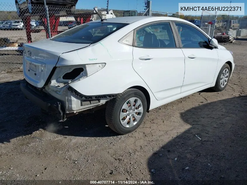 2017 Hyundai Accent Se VIN: KMHCT4AE6HU222371 Lot: 40707714