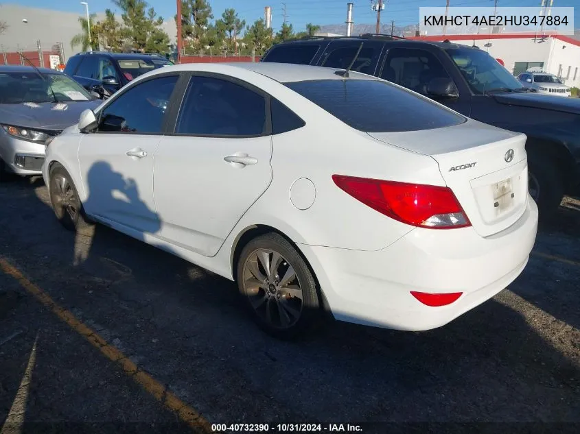 2017 Hyundai Accent Value Edition VIN: KMHCT4AE2HU347884 Lot: 40732390