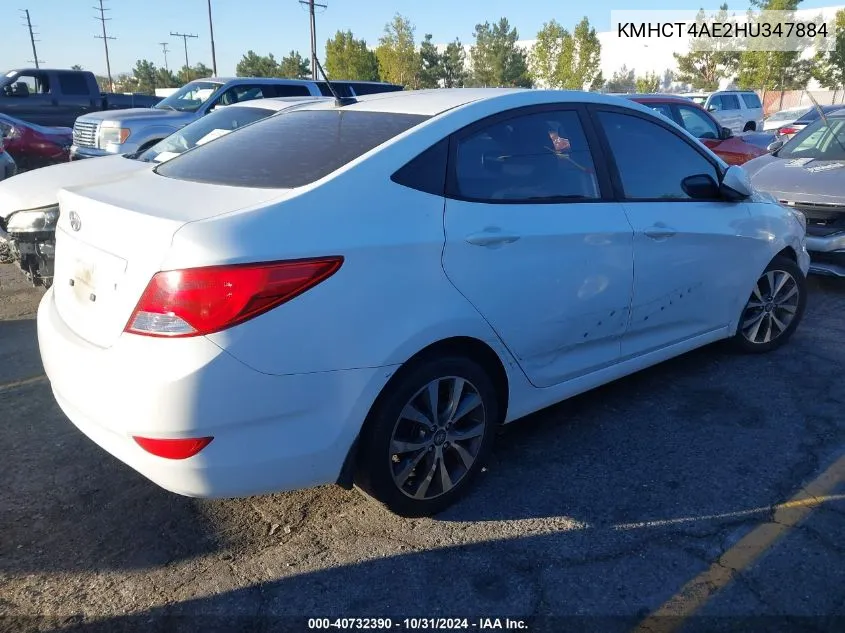 2017 Hyundai Accent Value Edition VIN: KMHCT4AE2HU347884 Lot: 40732390