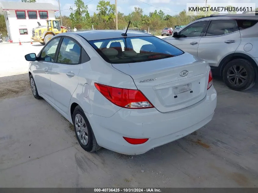 2017 Hyundai Accent Se VIN: KMHCT4AE7HU366611 Lot: 40736425