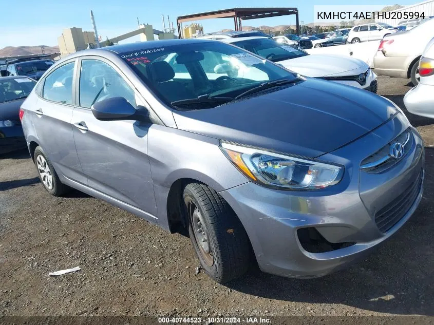 2017 Hyundai Accent Se VIN: KMHCT4AE1HU205994 Lot: 40744523