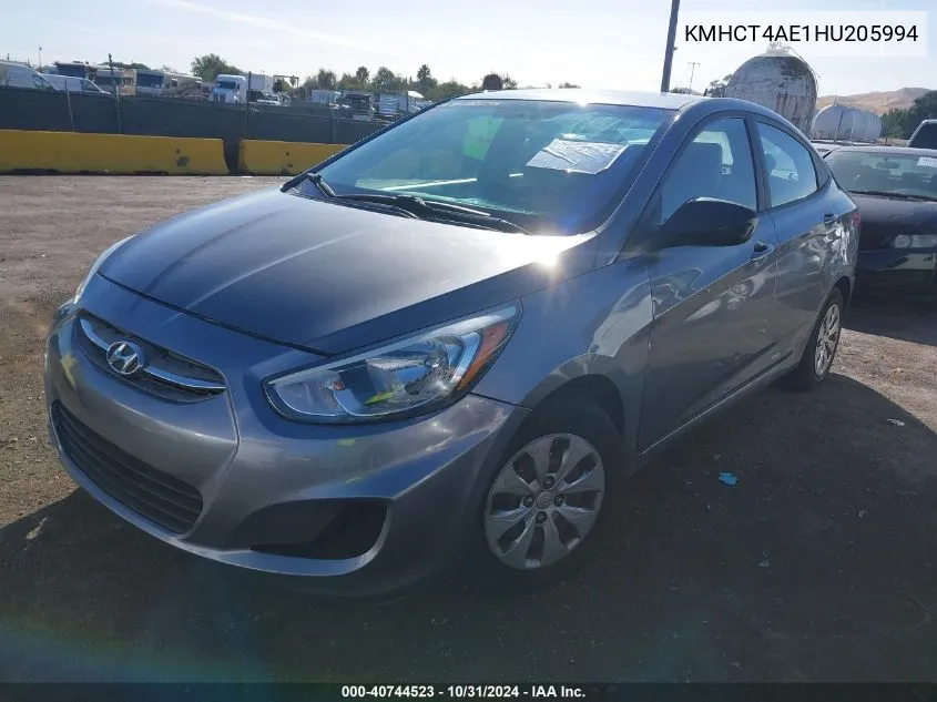 2017 Hyundai Accent Se VIN: KMHCT4AE1HU205994 Lot: 40744523