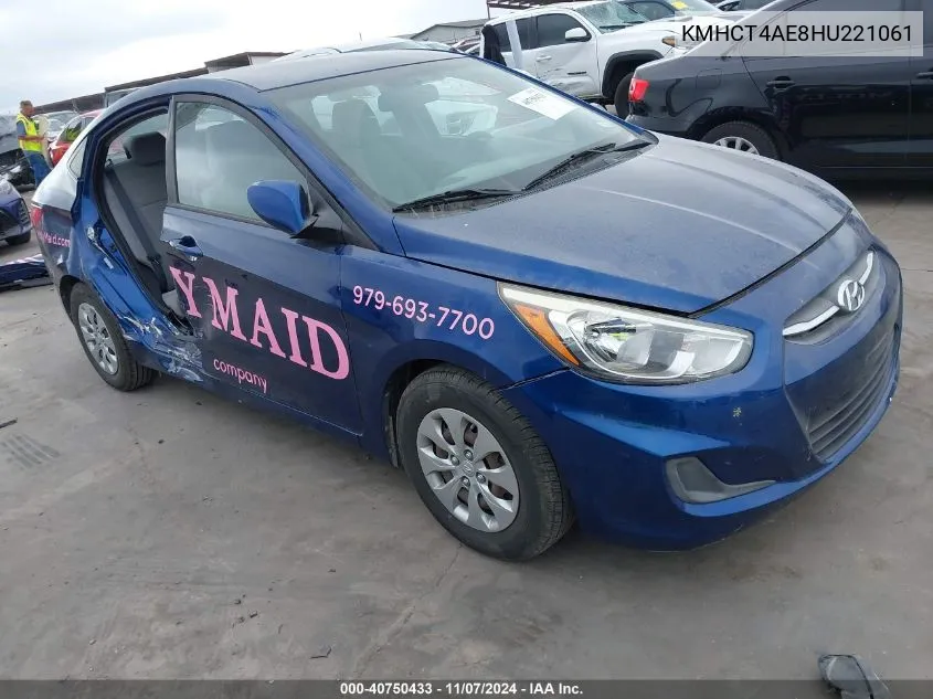 2017 Hyundai Accent Se VIN: KMHCT4AE8HU221061 Lot: 40750433