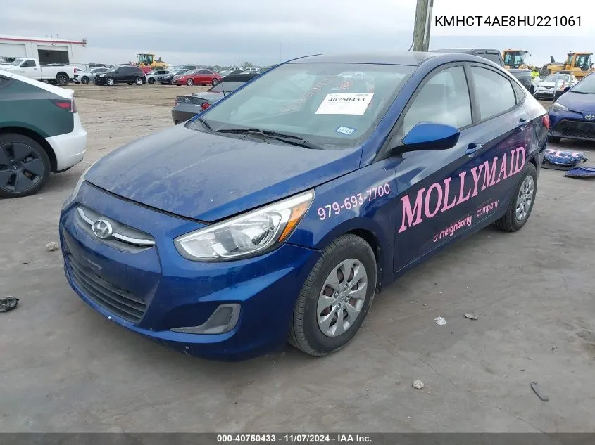 2017 Hyundai Accent Se VIN: KMHCT4AE8HU221061 Lot: 40750433