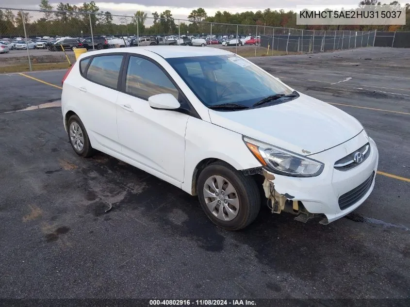 2017 Hyundai Accent Se VIN: KMHCT5AE2HU315037 Lot: 40802916