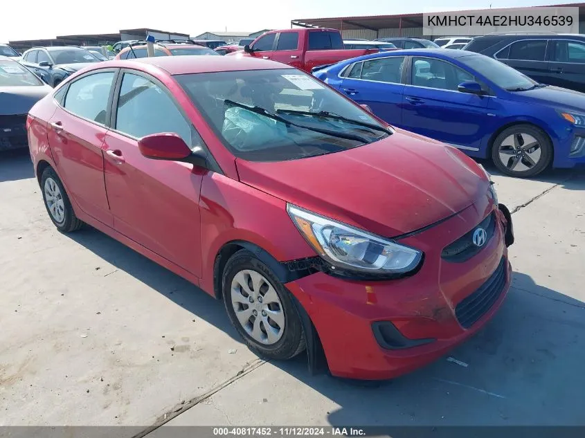 2017 Hyundai Accent Se VIN: KMHCT4AE2HU346539 Lot: 40817452