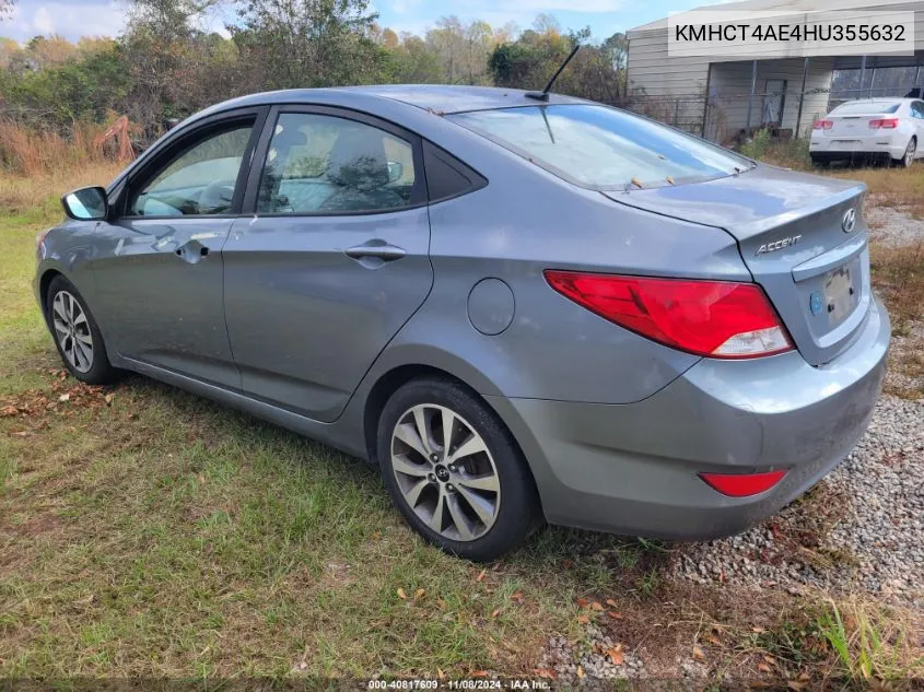 2017 Hyundai Accent VIN: KMHCT4AE4HU355632 Lot: 40817609