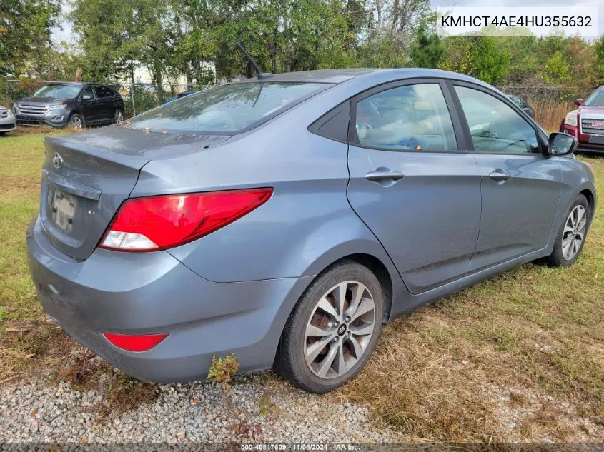 2017 Hyundai Accent VIN: KMHCT4AE4HU355632 Lot: 40817609