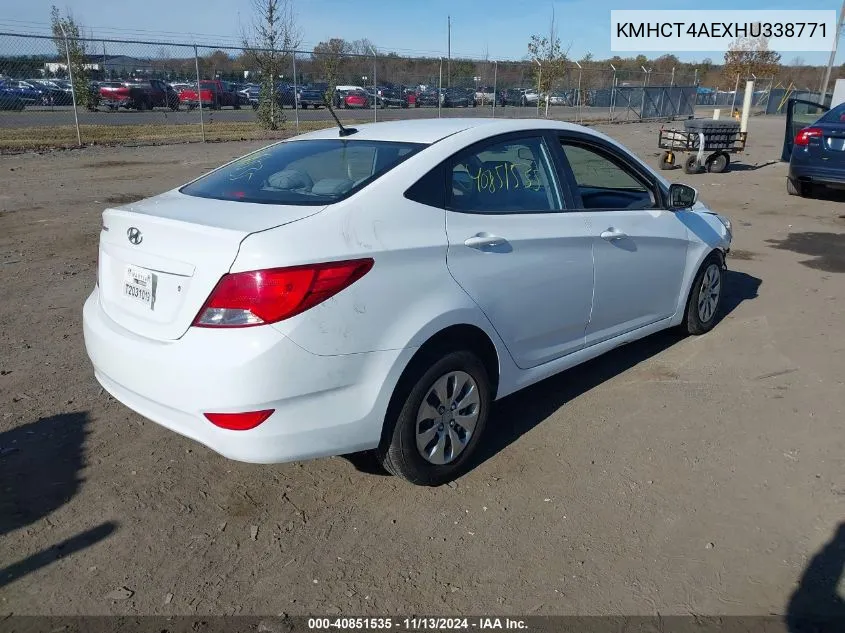 2017 Hyundai Accent Se VIN: KMHCT4AEXHU338771 Lot: 40851535