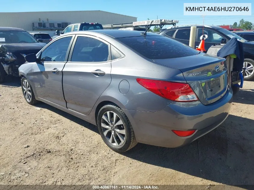 KMHCT4AE6HU270646 2017 Hyundai Accent Value Edition