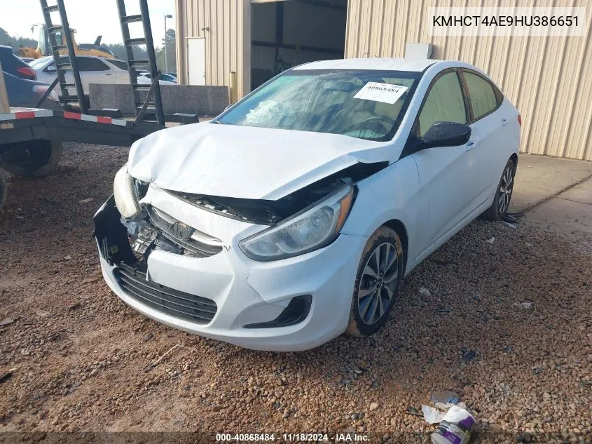 2017 Hyundai Accent Se VIN: KMHCT4AE9HU386651 Lot: 40868484