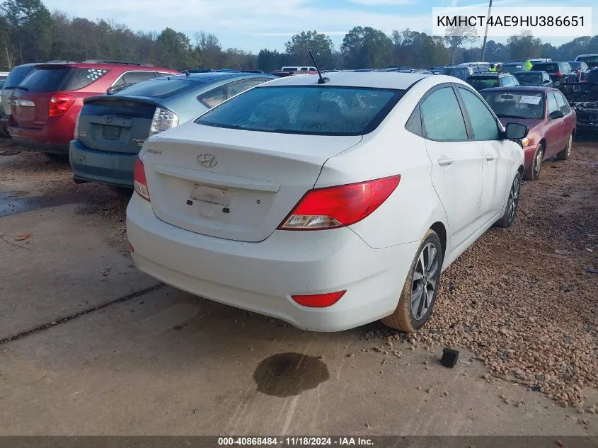 2017 Hyundai Accent Se VIN: KMHCT4AE9HU386651 Lot: 40868484