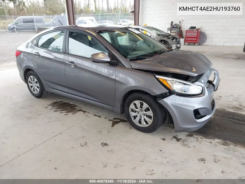 2017 Hyundai Accent Se VIN: KMHCT4AE2HU193760 Lot: 40879360