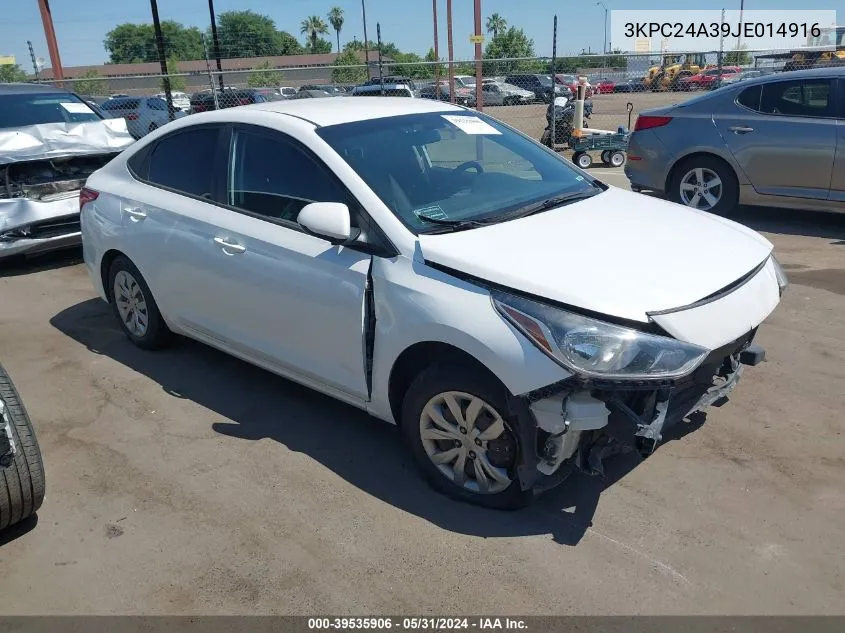 2018 Hyundai Accent Se VIN: 3KPC24A39JE014916 Lot: 40557410