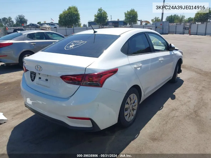 2018 Hyundai Accent Se VIN: 3KPC24A39JE014916 Lot: 40557410