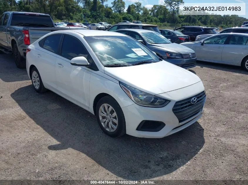 2018 Hyundai Accent Se VIN: 3KPC24A32JE014983 Lot: 40476444