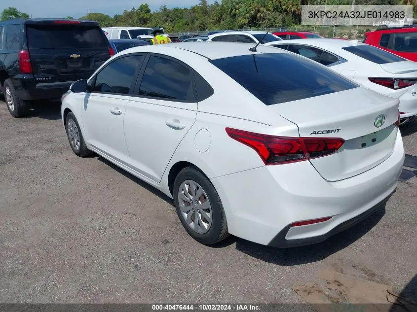 2018 Hyundai Accent Se VIN: 3KPC24A32JE014983 Lot: 40476444