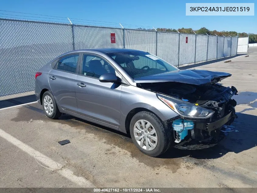 2018 Hyundai Accent Se VIN: 3KPC24A31JE021519 Lot: 40627162