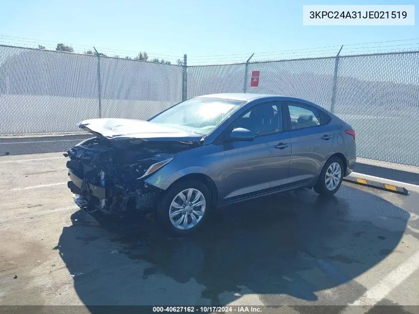 2018 Hyundai Accent Se VIN: 3KPC24A31JE021519 Lot: 40627162