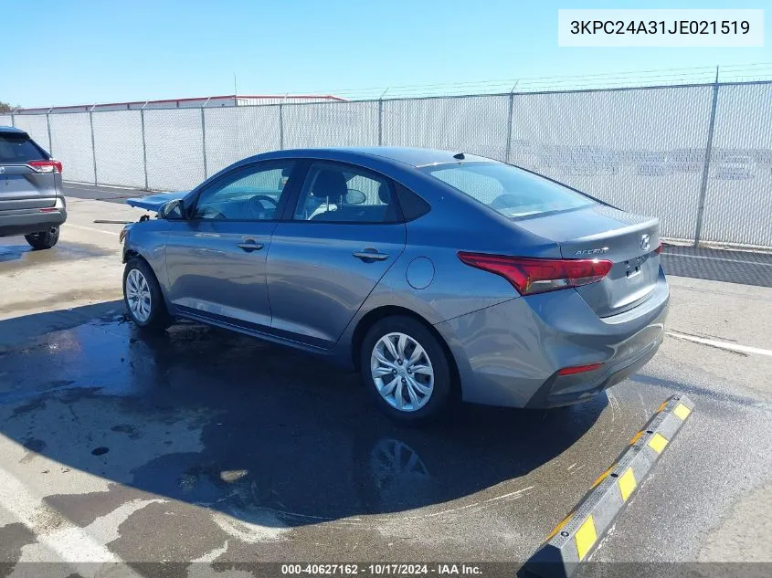 2018 Hyundai Accent Se VIN: 3KPC24A31JE021519 Lot: 40627162