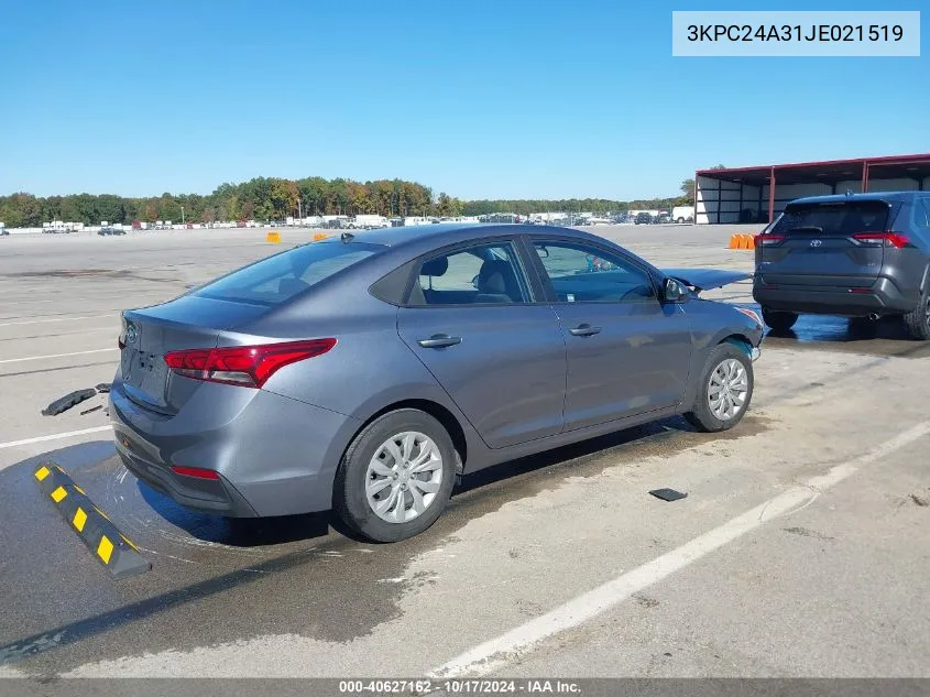 2018 Hyundai Accent Se VIN: 3KPC24A31JE021519 Lot: 40627162