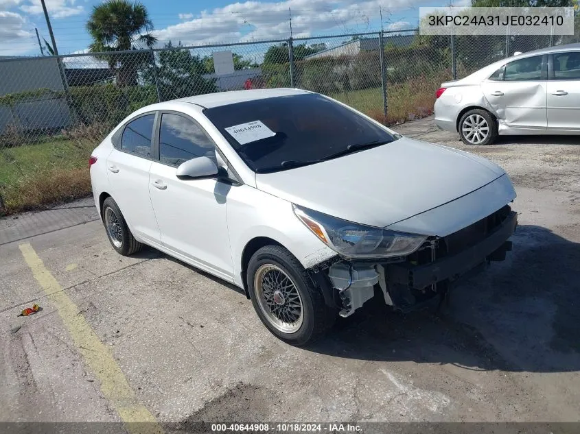 2018 Hyundai Accent Se VIN: 3KPC24A31JE032410 Lot: 40644908