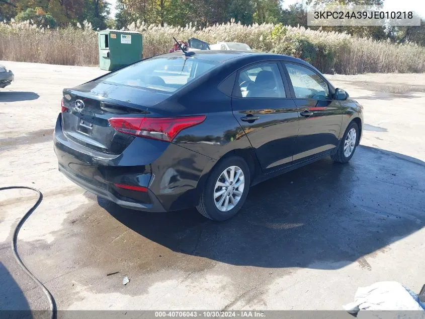 2018 Hyundai Accent Sel VIN: 3KPC24A39JE010218 Lot: 40706043