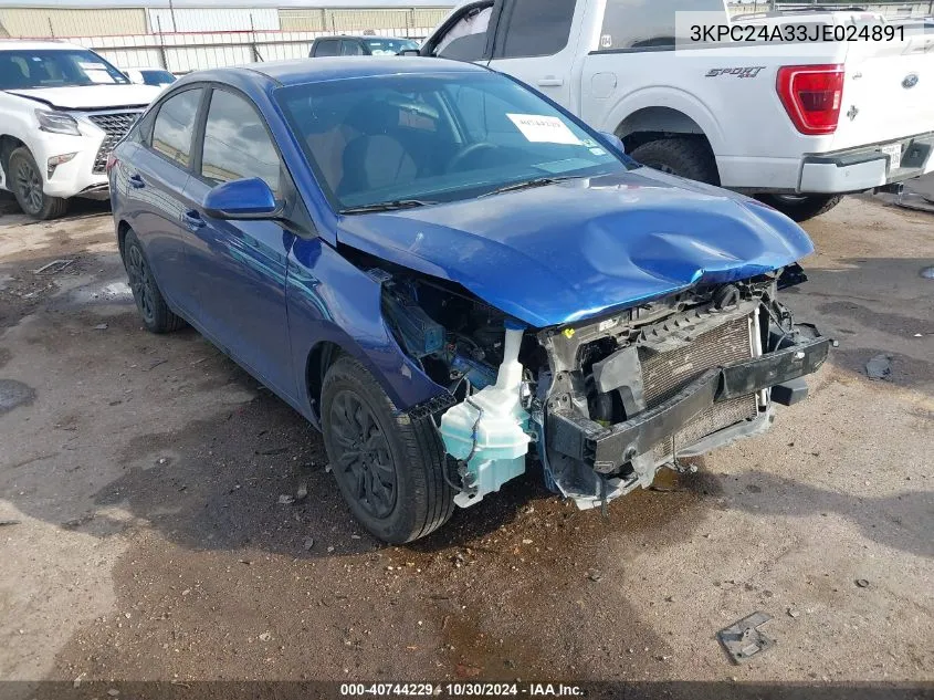 3KPC24A33JE024891 2018 Hyundai Accent Se