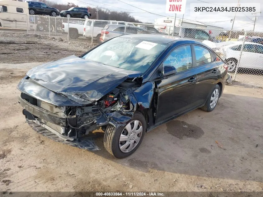 2018 Hyundai Accent Se VIN: 3KPC24A34JE025385 Lot: 40833564