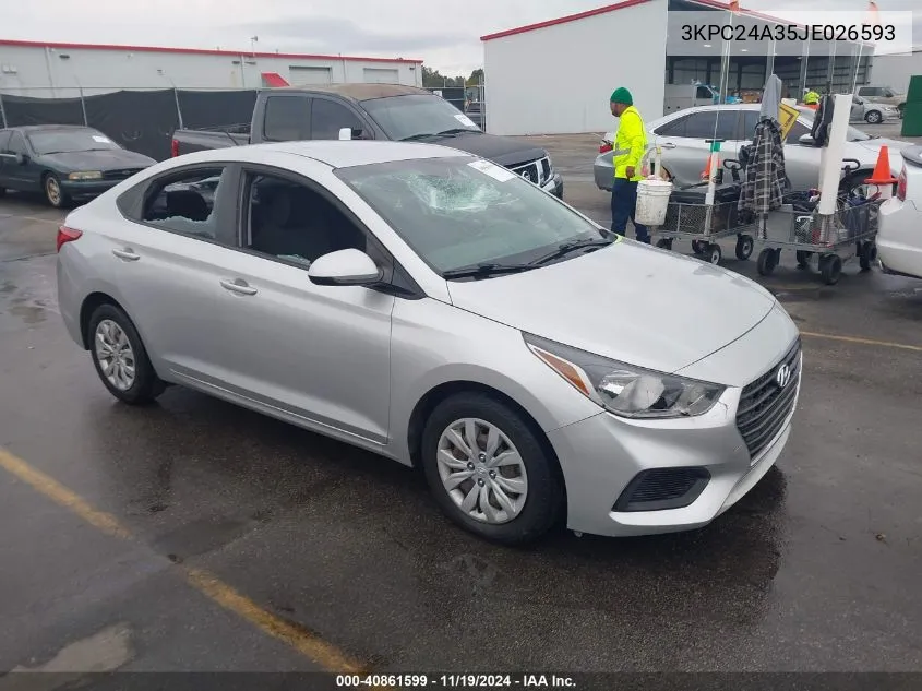 2018 Hyundai Accent Se VIN: 3KPC24A35JE026593 Lot: 40861599