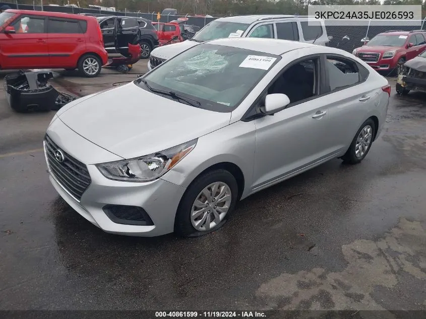 2018 Hyundai Accent Se VIN: 3KPC24A35JE026593 Lot: 40861599