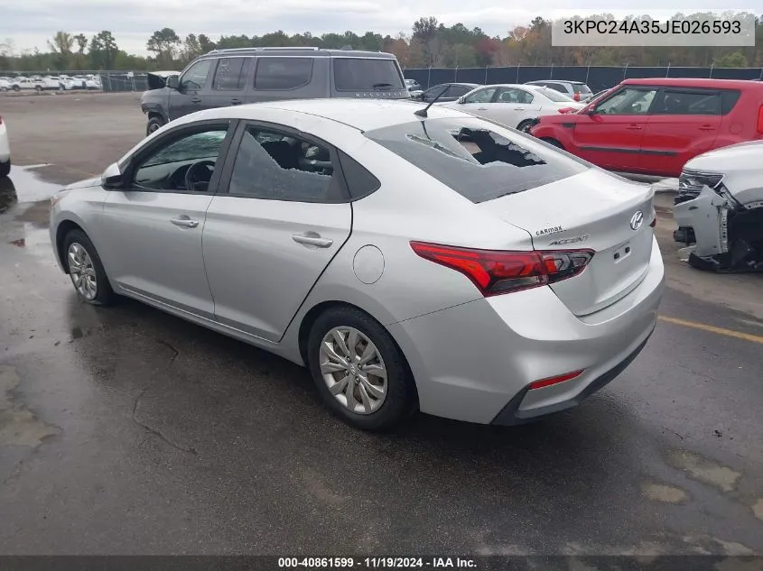 2018 Hyundai Accent Se VIN: 3KPC24A35JE026593 Lot: 40861599