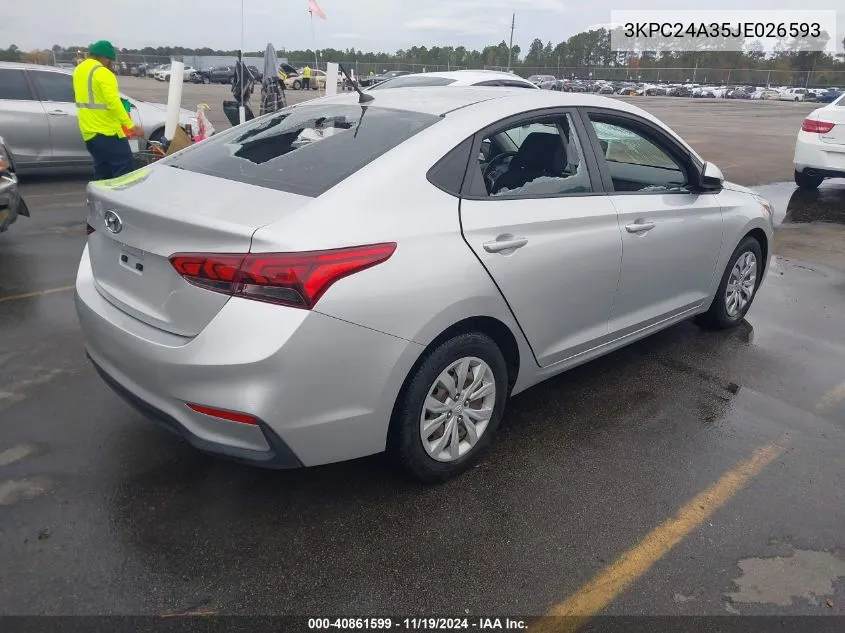 2018 Hyundai Accent Se VIN: 3KPC24A35JE026593 Lot: 40861599